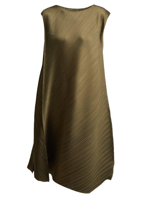 Matchesfashion.com Pleats Please Issey Miyake - Sleeveless Pleated Dress - Womens - Khaki
