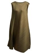 Matchesfashion.com Pleats Please Issey Miyake - Sleeveless Pleated Dress - Womens - Khaki