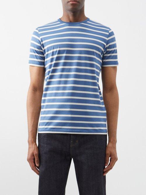 Sunspel - Striped Cotton-jersey T-shirt - Mens - Blue White