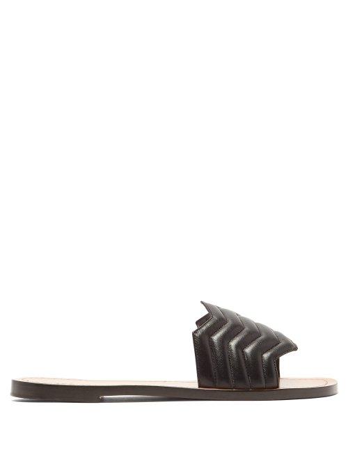 Matchesfashion.com Nicholas Kirkwood - Chevron Quilted Leather Slides - Womens - Black