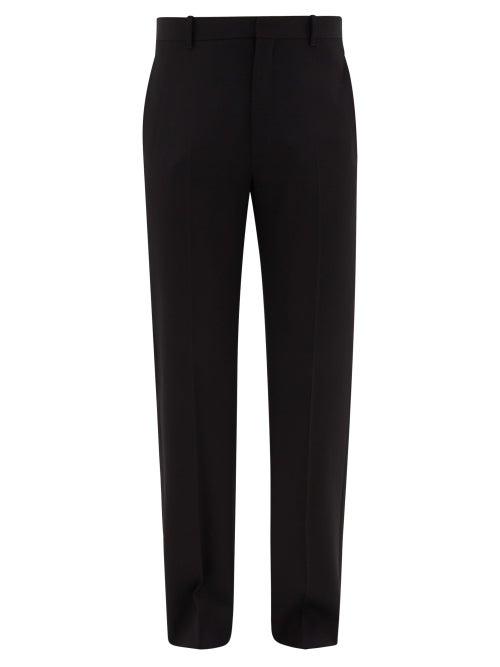 Matchesfashion.com Balenciaga - Logo-embroidered Wool-blend Twill Trousers - Mens - Black
