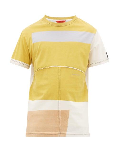 Matchesfashion.com Eckhaus Latta - Lapped-seam Panelled Cotton T-shirt - Mens - Yellow Multi