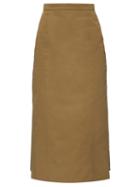 Matchesfashion.com Alexander Mcqueen - Pleated-back Canvas Pencil Skirt - Womens - Khaki