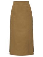 Matchesfashion.com Alexander Mcqueen - Pleated-back Canvas Pencil Skirt - Womens - Khaki