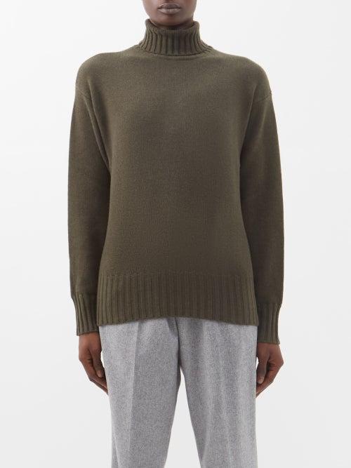 Officine Gnrale - Anne Roll-neck Wool-blend Sweater - Womens - Dark Olive