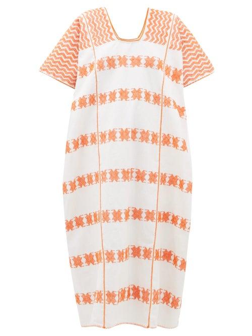 Matchesfashion.com Pippa Holt - No. 32 Embroidered Cotton Kaftan - Womens - White Multi
