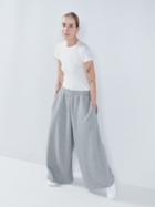 Raey - Wide Leg Cotton And Cashmere Track Pants - Womens - Light Grey