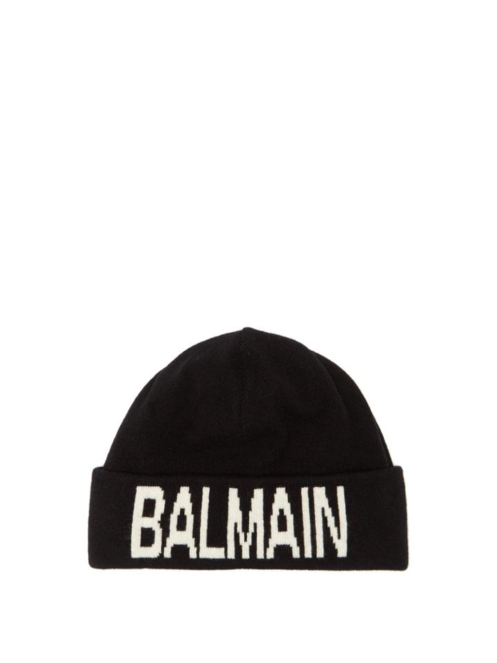 Balmain Wool-blend Logo Beanie Hat