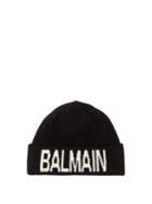 Balmain Wool-blend Logo Beanie Hat