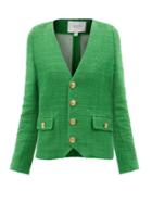 Giambattista Valli - V-neck Cotton-blend Boucl Suit Jacket - Womens - Green