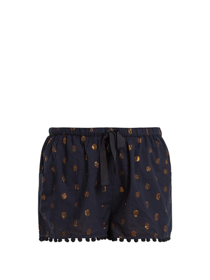 Figue Maja Polka-dot Jacquard Cotton-blend Shorts