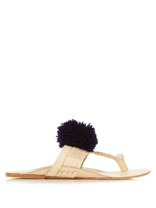 Figue Leo Pompom Leather Sandals