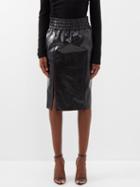 Tom Ford - Side-slit Coated-leather Skirt - Womens - Black