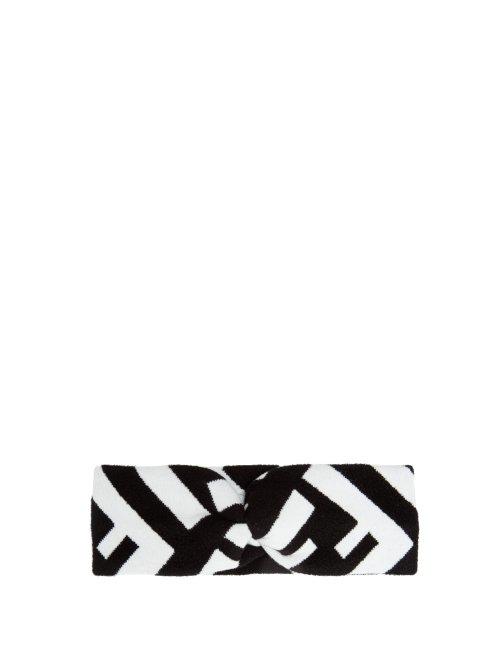 Matchesfashion.com Fendi - Logo Intarsia Knit Headband - Womens - Black