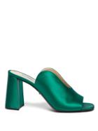 Matchesfashion.com Prada - Vamp Block Heel Satin Mules - Womens - Green