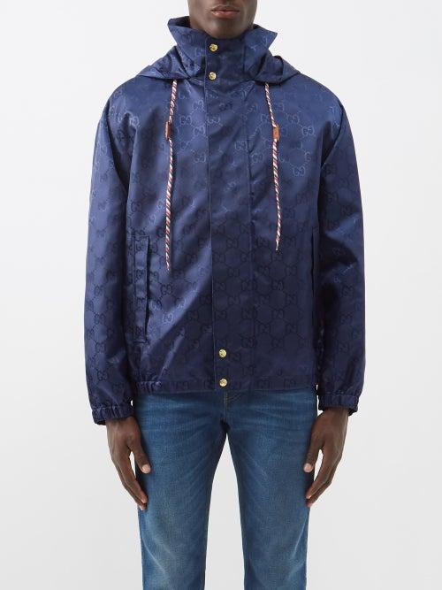 Gucci - Gg-jacquard Nylon Hooded Jacket - Mens - Navy