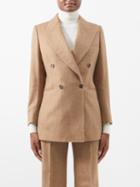 Giuliva Heritage - Stella Double-breasted Wool-herringbone Blazer - Womens - Brown Beige