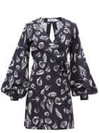 Matchesfashion.com The Upside - Lila Shell-print Wrap Dress - Womens - Navy Print