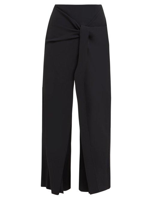 Matchesfashion.com Roland Mouret - Fenwick Knotted High Rise Crepe Trousers - Womens - Black