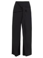 Matchesfashion.com Roland Mouret - Fenwick Knotted High Rise Crepe Trousers - Womens - Black