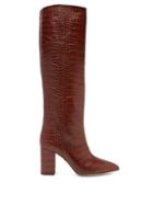 Matchesfashion.com Paris Texas - Knee-high Crocodile-effect Leather Boots - Womens - Brown
