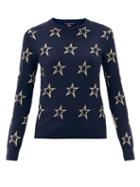 Matchesfashion.com Perfect Moment - Floro Star-jacquard Wool Sweater - Womens - Navy Print