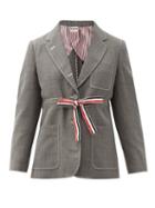 Matchesfashion.com Thom Browne - Tricolour-sash Wool-fresco Suit Jacket - Womens - Grey