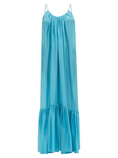 Matchesfashion.com Kalita - Brigitte Low-back Silk-habotai Maxi Dress - Womens - Light Blue