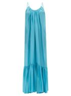 Matchesfashion.com Kalita - Brigitte Low-back Silk-habotai Maxi Dress - Womens - Light Blue