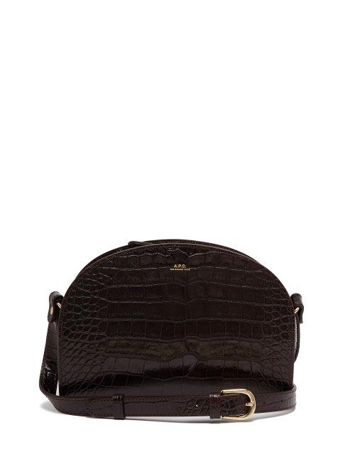 Matchesfashion.com A.p.c. - Half Moon Crocodile Effect Leather Cross Body Bag - Womens - Burgundy