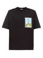 Matchesfashion.com Ami - Postcard Print Cotton Jersey T Shirt - Mens - Black