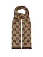 Matchesfashion.com Gucci - Gg-monogram Intarsia Wool Scarf - Mens - Brown Multi