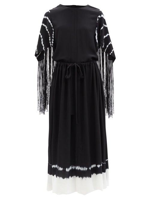Proenza Schouler - Fringed Tie-dye Crepe Midi Dress - Womens - Black
