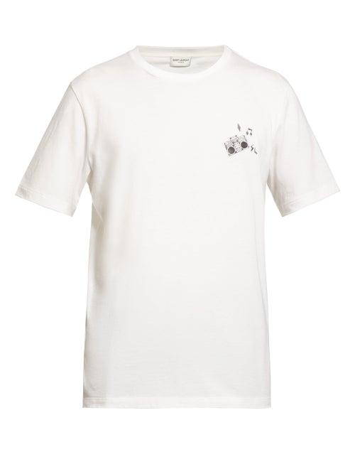 Matchesfashion.com Saint Laurent - Radio Print Jersey T Shirt - Mens - White