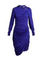 Matchesfashion.com Preen By Thornton Bregazzi - Alex Crinkled Georgette Ruched Mid Dress - Womens - Blue Multi