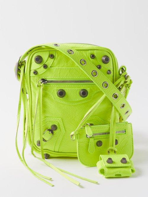 Balenciaga - Le Cagole Studded Leather Cross-body Bag - Mens - Light Yellow