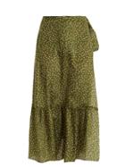 Matchesfashion.com Adriana Degreas - Mille Puncti Polka Dot Silk Skirt - Womens - Green White