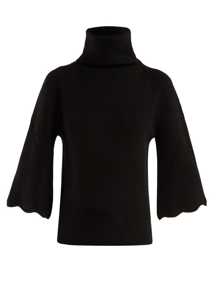 Redvalentino Roll-neck Scalloped-cuff Wool Sweater
