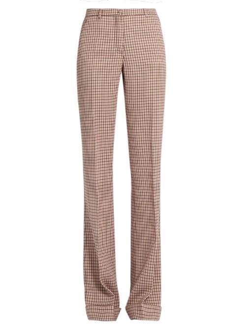Miu Miu Checked Wool High-waisted Trousers