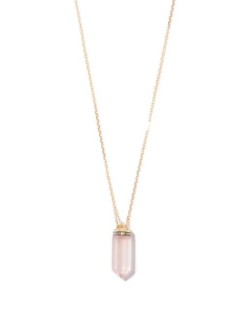 Matchesfashion.com Noor Fares - Vara Diamond, Rose-quartz & 18kt Gold Necklace - Womens - Pink Multi