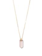 Matchesfashion.com Noor Fares - Vara Diamond, Rose-quartz & 18kt Gold Necklace - Womens - Pink Multi
