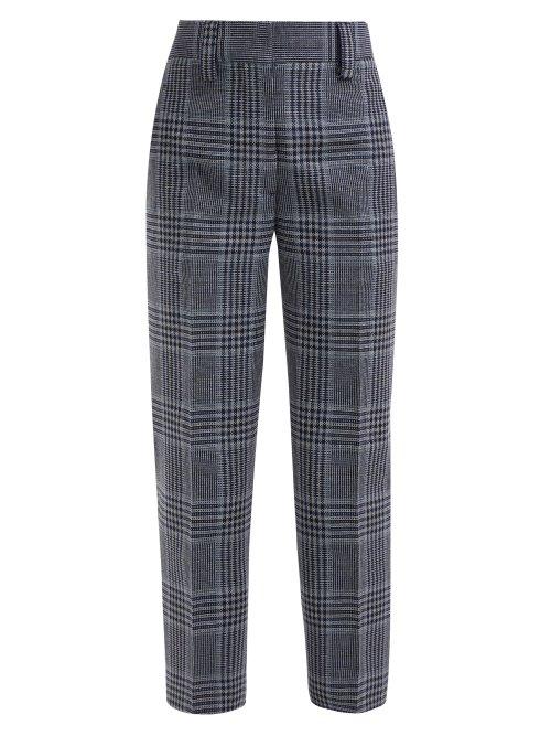 Matchesfashion.com Acne Studios - Trea Checked Cotton Blend Trousers - Womens - Navy Multi
