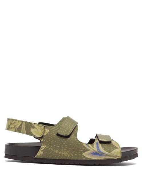 By Walid - Felix Floral-print Canvas Sandals - Mens - Khaki