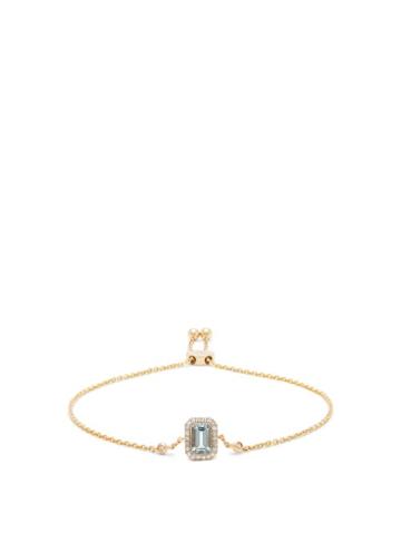 Matchesfashion.com Anissa Kermiche - March Diamond, Aquamarine & Gold Chain Bracelet - Womens - Light Blue