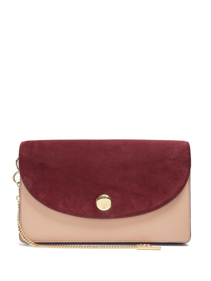 Diane Von Furstenberg Saddle Leather And Suede Clutch