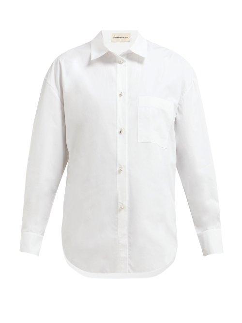 Matchesfashion.com Alexandre Vauthier - Crystal Embellished Cotton Poplin Shirt - Womens - White