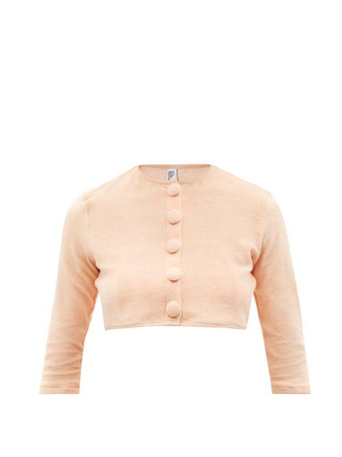 Lisa Marie Fernandez - Cropped Cotton-blend Terry Cardigan - Womens - Orange
