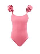 Maygel Coronel - Denise Ruffled Scoop-neck Swimsuit - Womens - Magenta