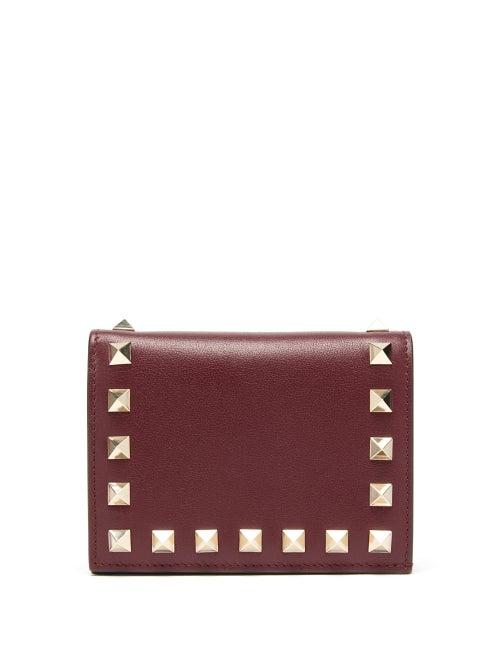 Ladies Accessories Valentino Garavani - Rockstud Leather Wallet - Womens - Burgundy