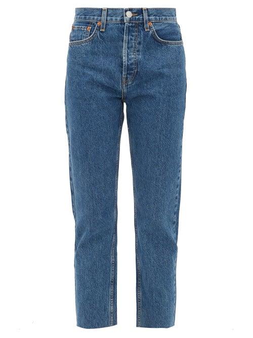 Matchesfashion.com Re/done Originals - Stovepipe High Rise Straight Leg Jeans - Womens - Dark Denim